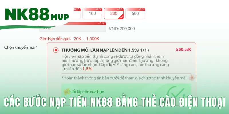 Nạp Tiền NK88 | Hướng Dẫn 3 Bước Đơn Giản Cho Người Mới 4 Các bước nạp tiền NK88 bằng thẻ cào điện thoại